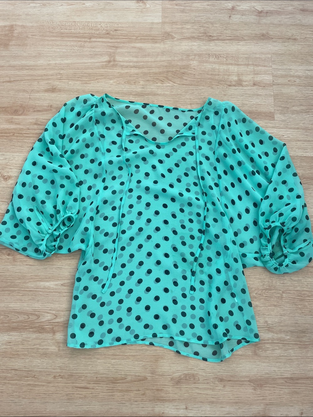Anthropologie Green Polka Dot Women's Top
